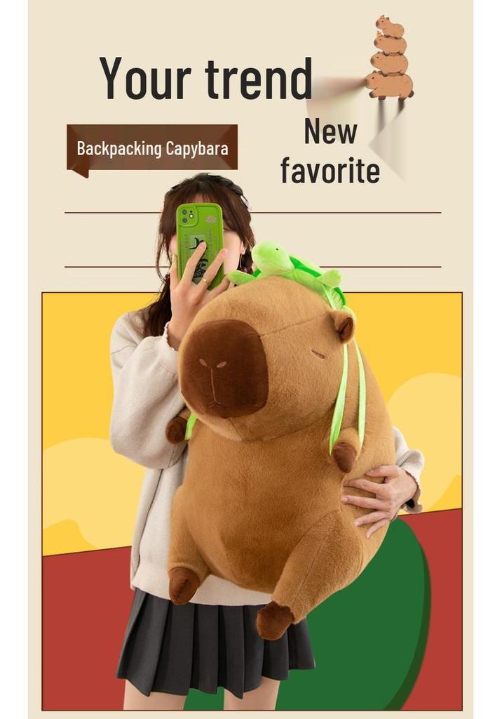 Capybara Plush Backpack: Ugly-Cute Turtle Card Doll Cushion