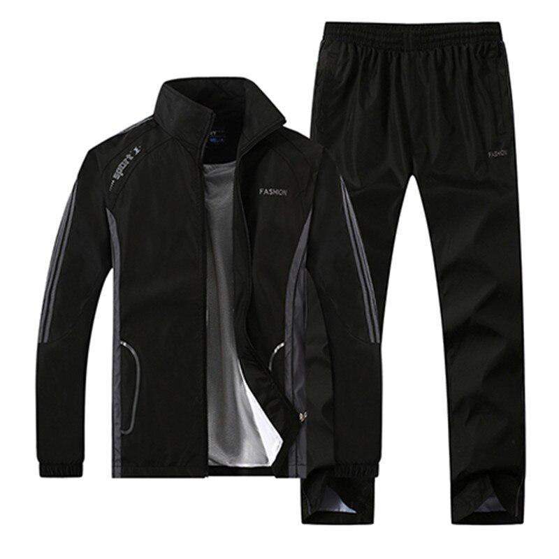 Mens Tracksuit Set Two Pieces Spring Autumn Sporting Track Suit Male Sweatshirts Jacket +Pants