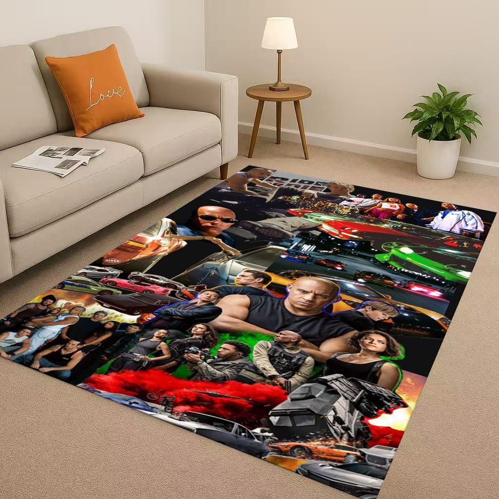 HD Fast F-Furious Vin Diesel Racing Car Living Room Non-Slip Area Rug Carpet for Bedroom Playroom Sofa,Easy Clean Home Doormat