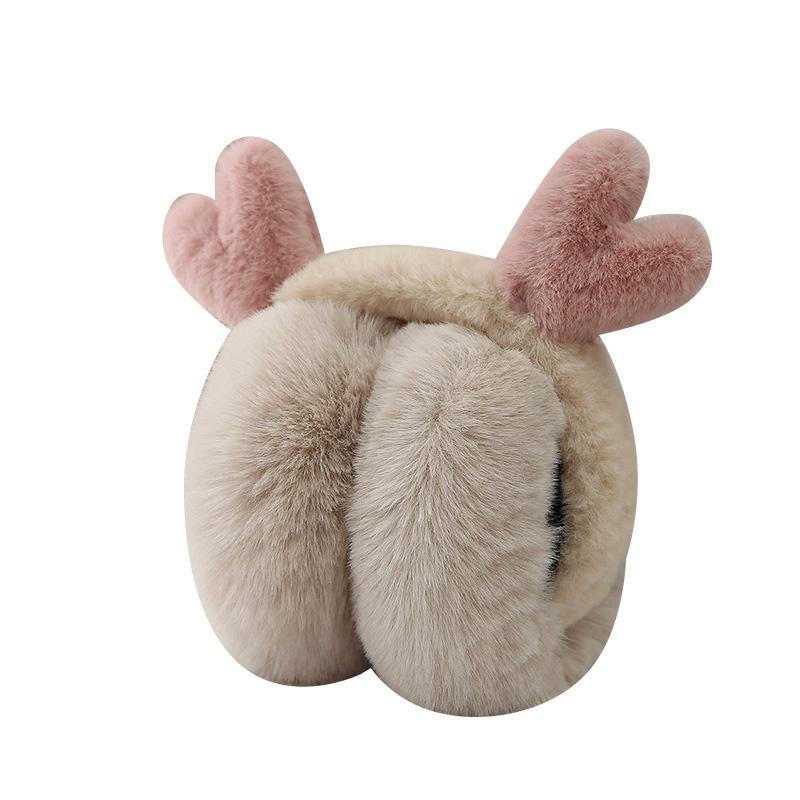 1Pc Folding Earmuffs Winter Ear Warmers Warm Windproof Cute Animal Ear Design Plush Earmuffs Faux Fur Ear Protection