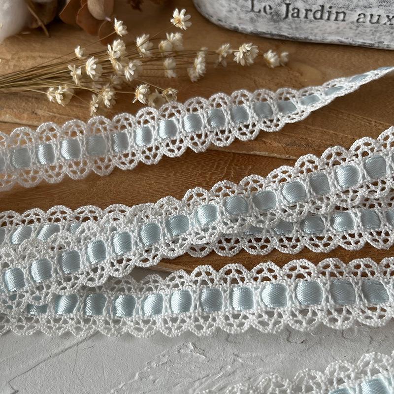 Luxury Blue Lace Trim Ruffle Flounce for DIY Dress Decoration