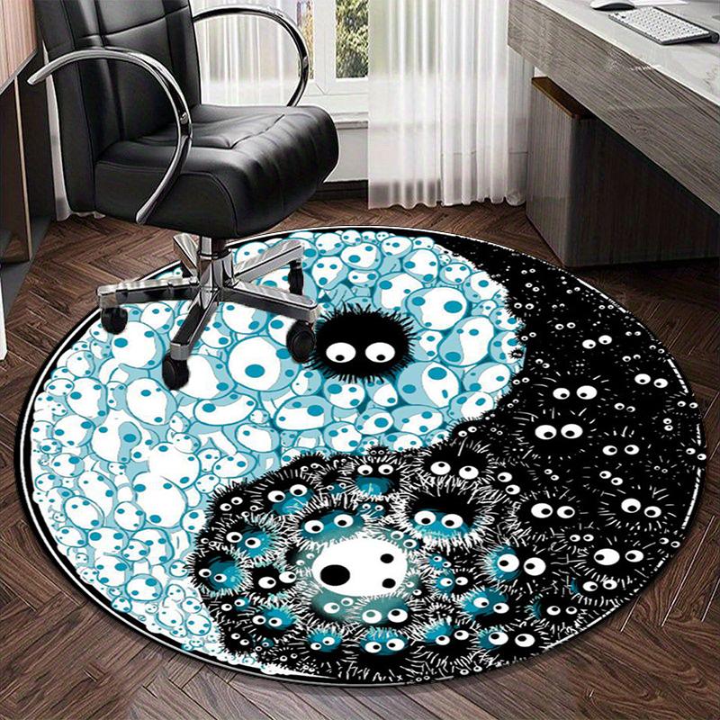 Yin-yang Mandala Design round carpet Chair cushion Round Entryway Rug, Soft Round Rugs for Living Room, Bedroom, Circle Carpet decor gifts