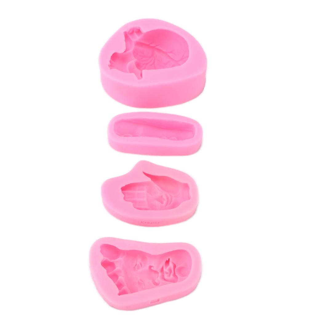 4 Stück Halloween Silikonform Sohle Handfläche Herz Hochtemperaturbeständigkeit Antihaft Halloween Backform für Zuhause Bäckerei