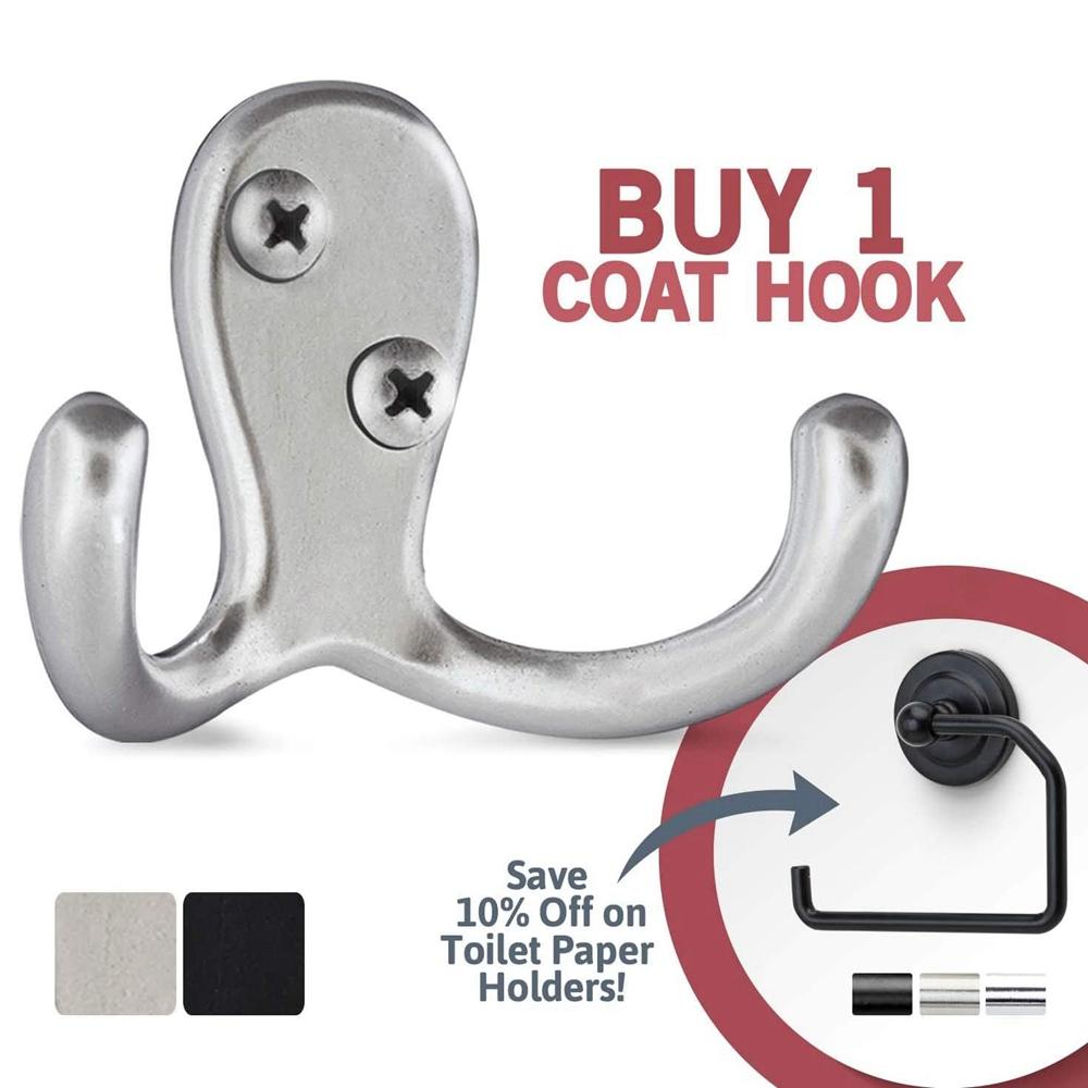 Bags With Screws Wall Mounted Double Prong Wall Hook Home Hardware Cloth Hanger Robe Hook Coat Hook