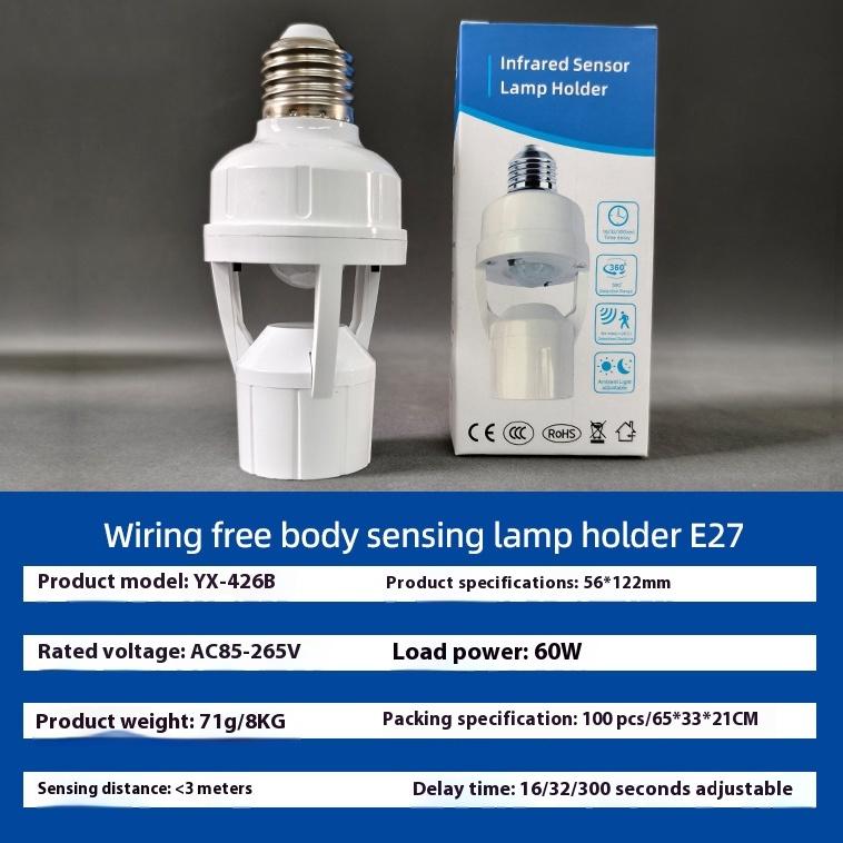 E27 Socket Converter With Pir Motion Sensor Led Lamp Base Intelligent Switch Light Bulb Holder Ac 85-265V Dimming Delay Control