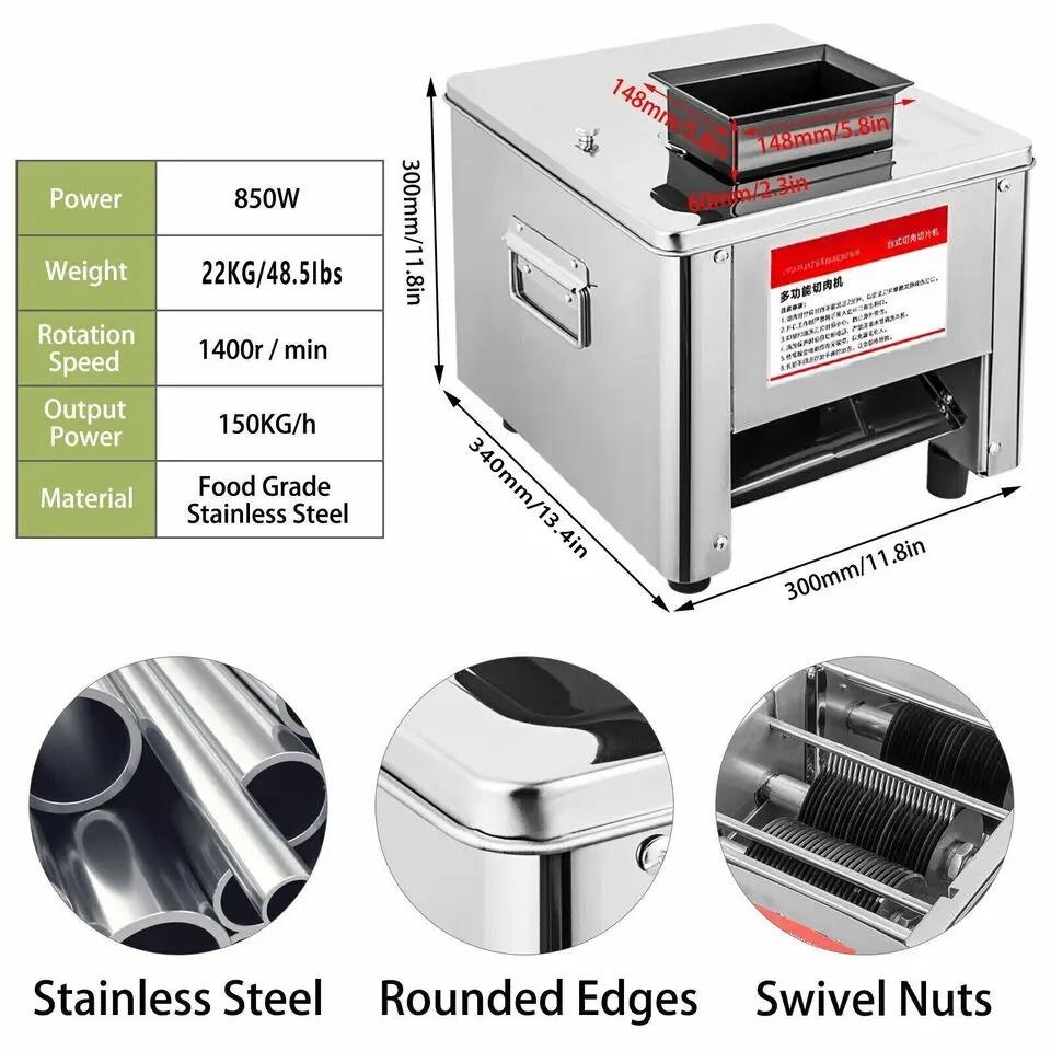 850W Commercial Stainless Steel Electric Meat Slicer Household Meat Grinder Automatic Fish Vegetable Cutter Fillet Shredded Cut
