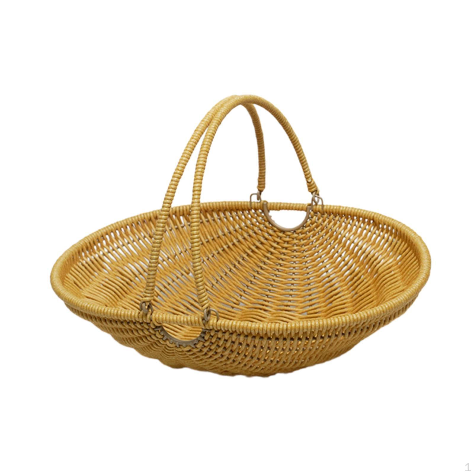 

Faux Rattan Kitchen Basket with Multifunctional Adjustable Handle