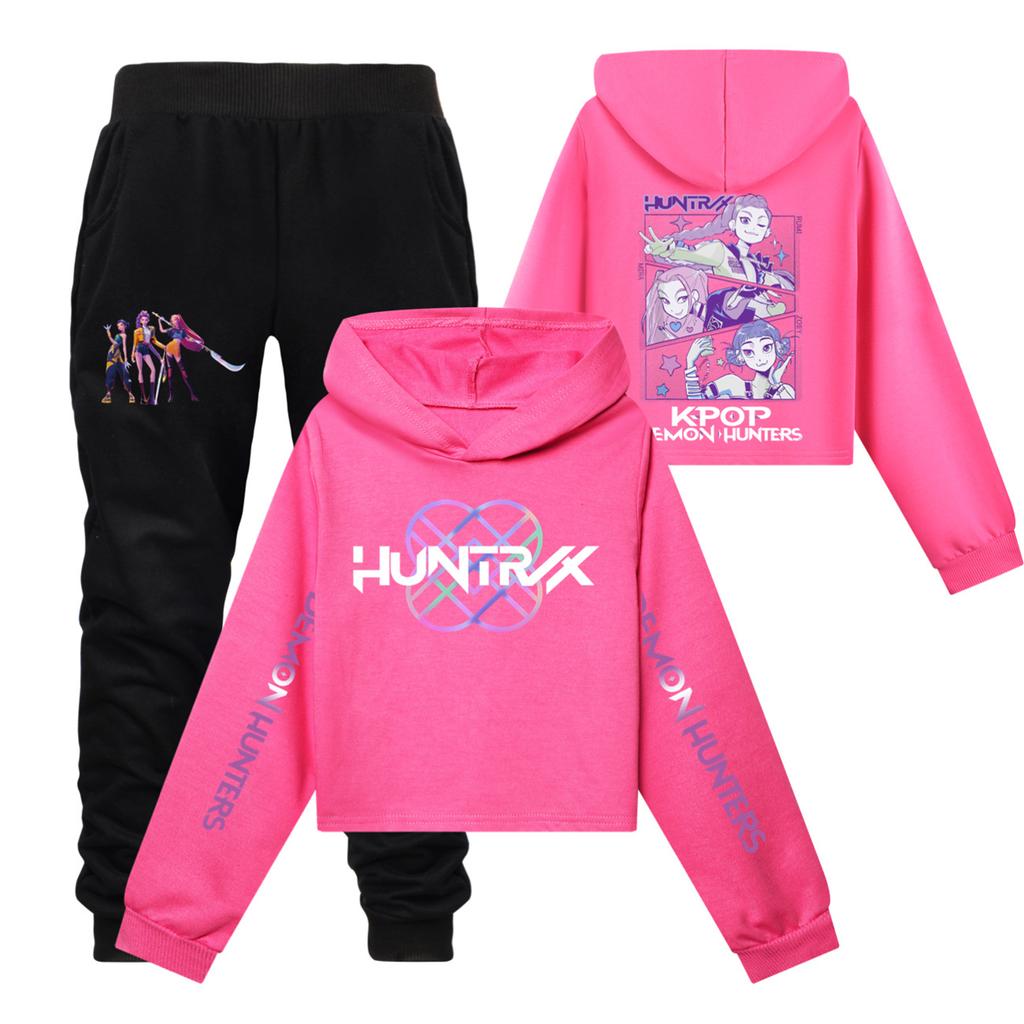 Children's Hooded Top And Pants Two-piece Tracksuit Set Long-sleeved Printed Clothing Set