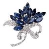 Blue Crystal Elegant Korean Flower Brooch - High-End Suit Pin and Outerwear Accessory