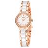KIMIO K6121 Women's Simple White Ceramic Watch with Rose Gold Band and Diamond Dial