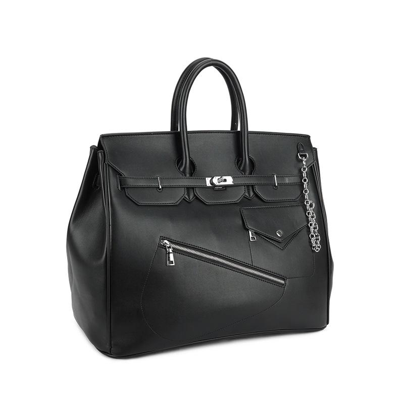 Star Same Large-capacity Women's 2025 New Retro-style Motorcycle Bag Leather Chain Hand-held Geometric Bag