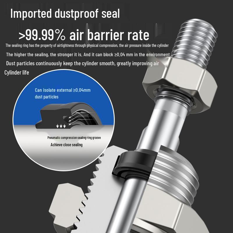 Mini Stainless Steel Pneumatic Cylinder MA Series (16-40mm Bore, 50-200mm Stroke)