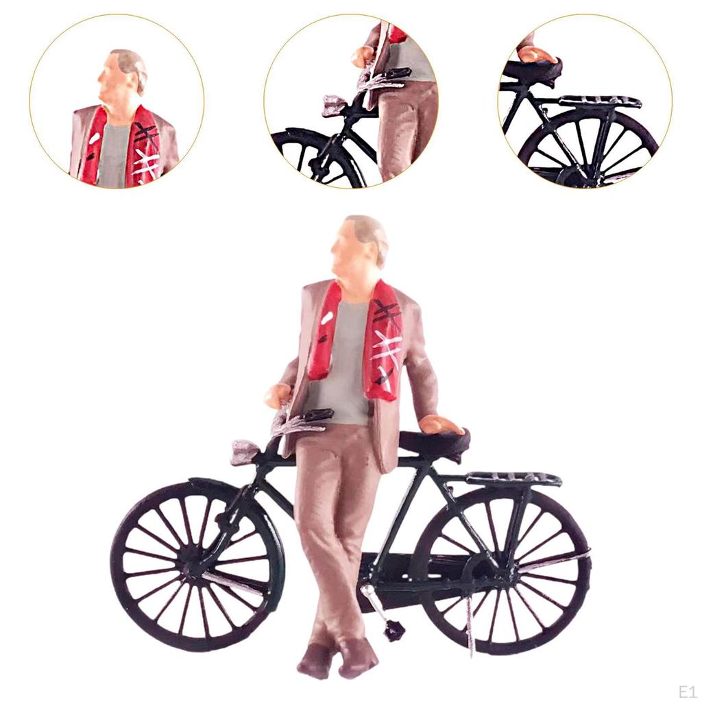1/64 Gentleman Bike and Figure Set Models People Figures for DIY Scene Decor