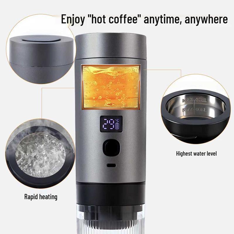 Compact 3-in-1 Portable Capsule Coffee Machine for Home and Car Use