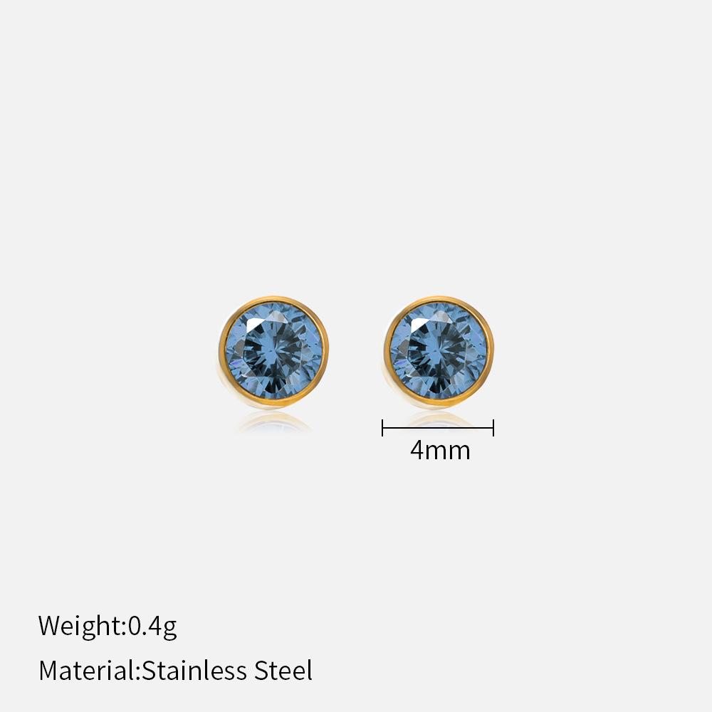 Simple Crystal Stud Earrings Fashion Women December Birthstone Colorful Diamond Earrings for Girls Gift