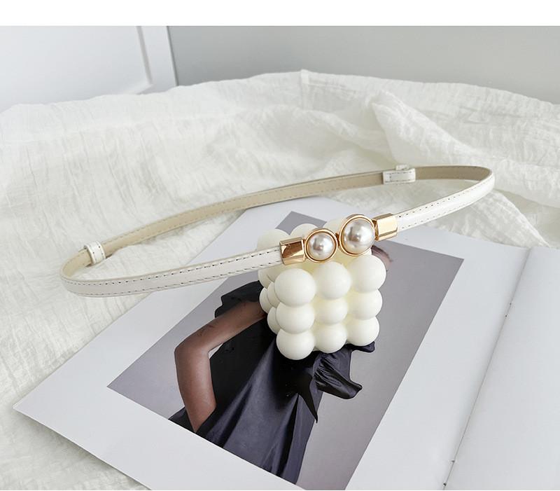 Stunning Matte Black Women's Belt With Elegant Pearl Buckle Perfect For Summer Outfits