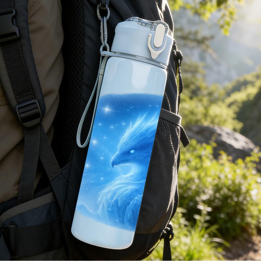 1PC Blue Swirl Marble Texture Art Print 750ml Color Plastic Sports Water Bottle Leakproof Flip Straw Lid Suitable for Sports Office Home Use
