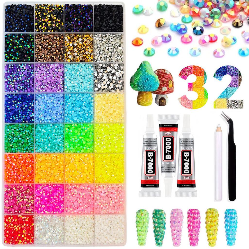 Strass colorati in resina da 3 mm: 40 Colori AB e Gelatina per Abbigliamento Fai-da-Te, Nail Art e Telefoni