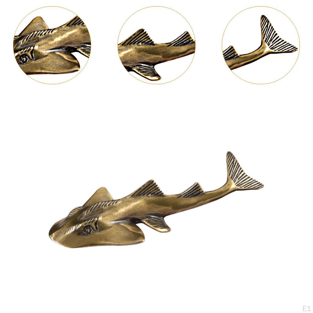 Shark Ray Miniatures Brass Table Pet Decor Multifunctional Sea Animal Sculpture Statue Mini Figurine