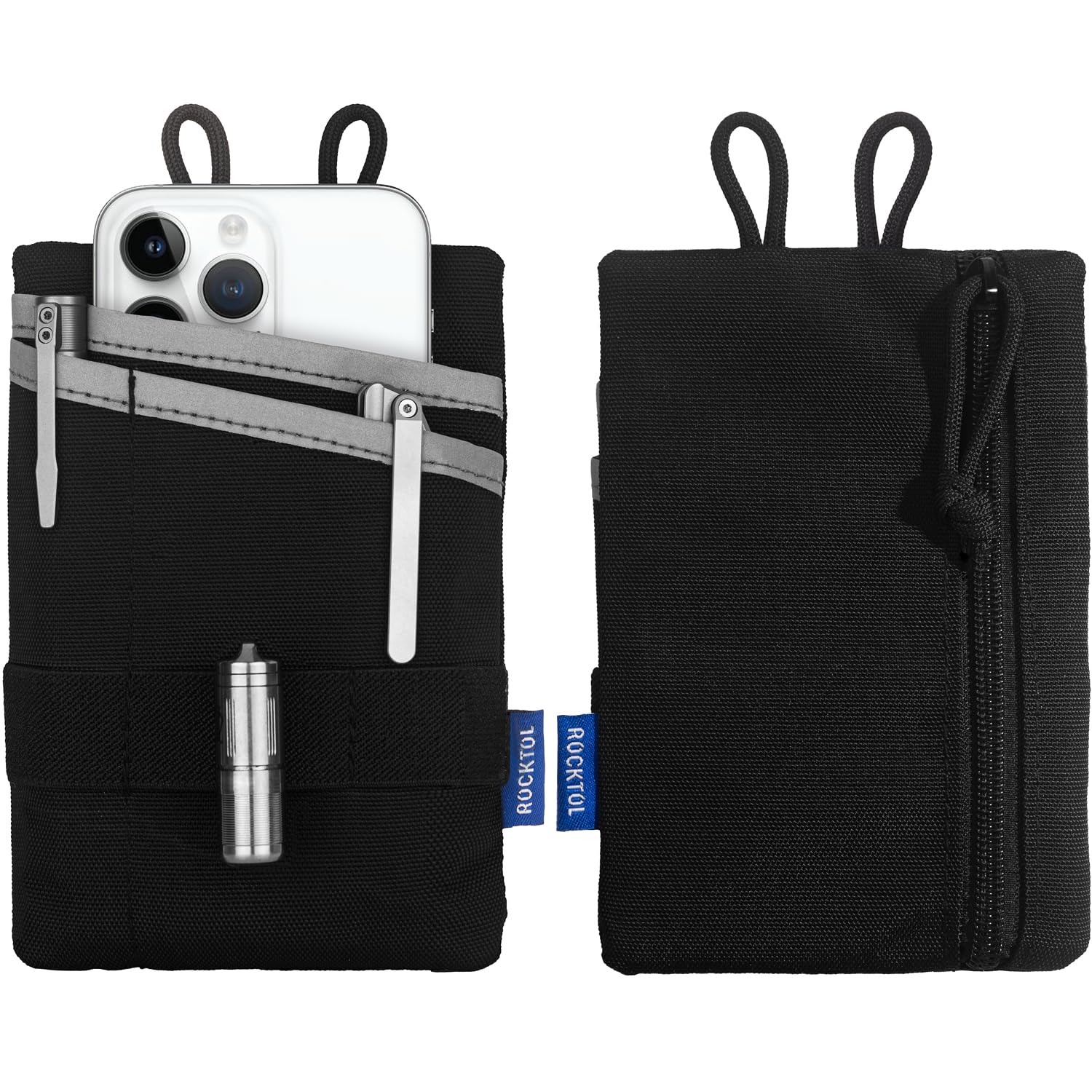 

ROCKTOL Gadget Pocket Pouch for Gadget Small Nylon Gadget Pouch for Utility Pouch for Cell Pocket Notebook Pouch, Storage, Men, Phone, Multi-Tool, чорний