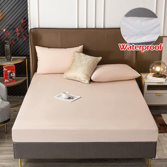 Solid Water Resist Mattress Cover Protector Elastic Band Sanding Breathable Anti -Mite Bed Cover Mattresses Queen King For Home Use