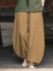 Women's Retro Ramie Sand-Washed Distressed Loose Lantern Pants for Meditation and Tai Chi