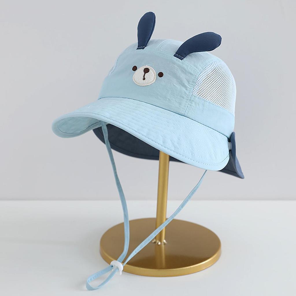 Cute Cartoon Animals Baby Bucket Hat Summer Mesh Breathable Wide Brim Sunshade Fisherman Cap Kids Boy Girl Outdoor Sun Visor Basin Hat