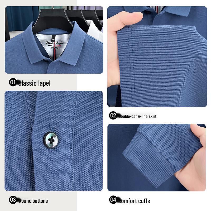 SHANSHAN Men's Long Sleeve Cotton Polo Shirt