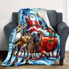 Santa Claus And Reindeer Winter Scene Home Customize Your Name Blankets Soft And Cozy Lightweight For Yearround Use Perfect For Picnics Sofa Office