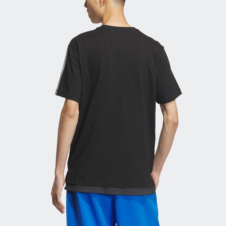 Adidas Originals Trefoil Short Sleeve Graphic Tee With 3-Stripes Pieced Crewneck Men Tops Black IU4812