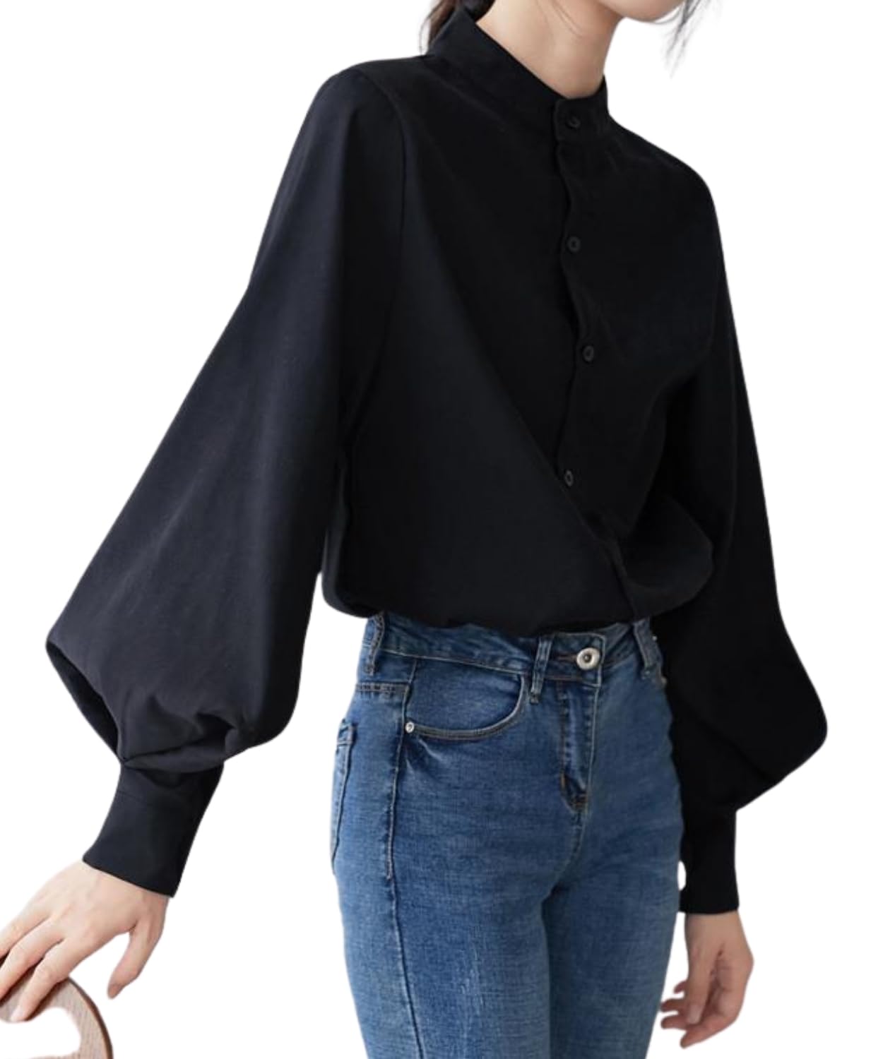 

Зеленая пахира Милая блузка с длинным рукавом, круглым воротником и рукавами-фонариками Женская весна/осень (JP, Алфавит, 2XL, Черный) чёрный