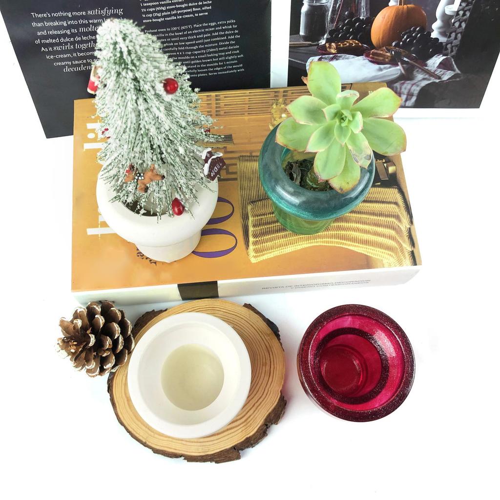 3D Round Gypsum Flower Pot Silicone Mold Epoxy Resin Casting Mold Succulent Vase Cement Mold Candle Holder Mold