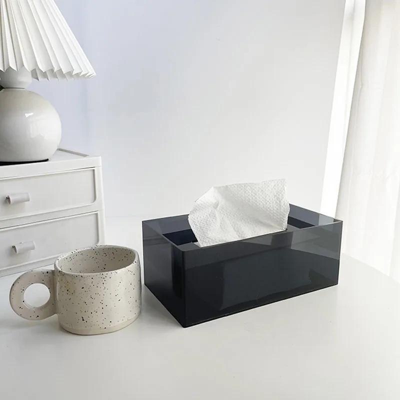 Acrylic Colorful Tissue Box Creative Nordic Luxury Facial Tissue Dispenser Box Desktop Napkin Holder Decoration