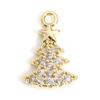1 Piece Copper Christmas Charms Gold Color Metal Pendants Rhinestone Snowflake Sock Deer Christmas Tree For DIY Jewelry Making