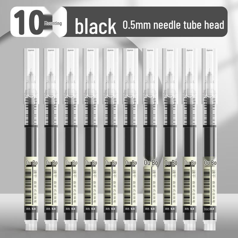 Quick-Dry Black 0.5 Gel Pen - Rollerball & Brush Tip for Exams and Schoolwork
