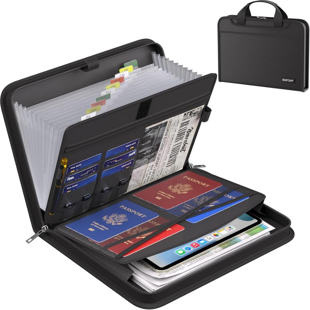Fireproof Waterproof 13-Layer Expanding Accordion File Organizer Bag - Large Capacity