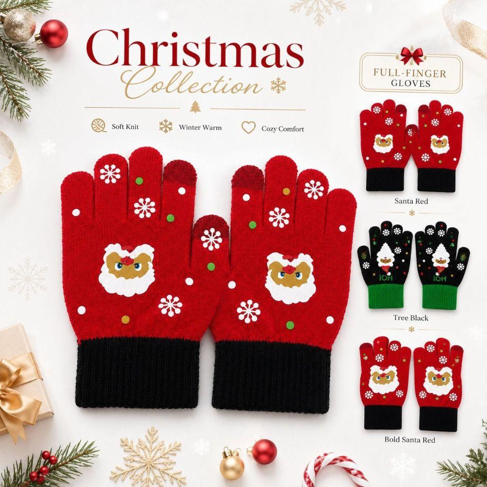 Stretchy Christmas Knit Glove Soft Knit Half Finger Glove New Winter Touchscreen Glove Outdoor