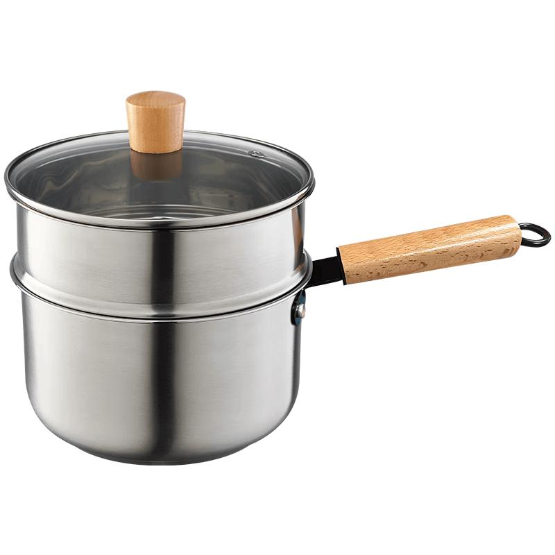 Ningzhao Stainless Steel Wooden Handle Saucepan with Steamer