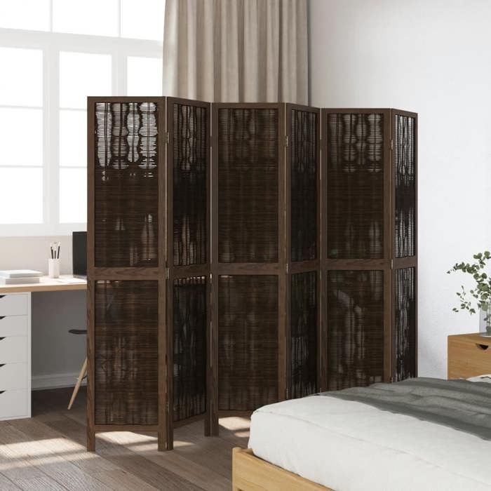 VidaXL Cloison de Séparation 6 Panneaux, Séparateur de Pièce, Écran d'Intimité, Paravent Chambre Salon, Marron Foncé 358666