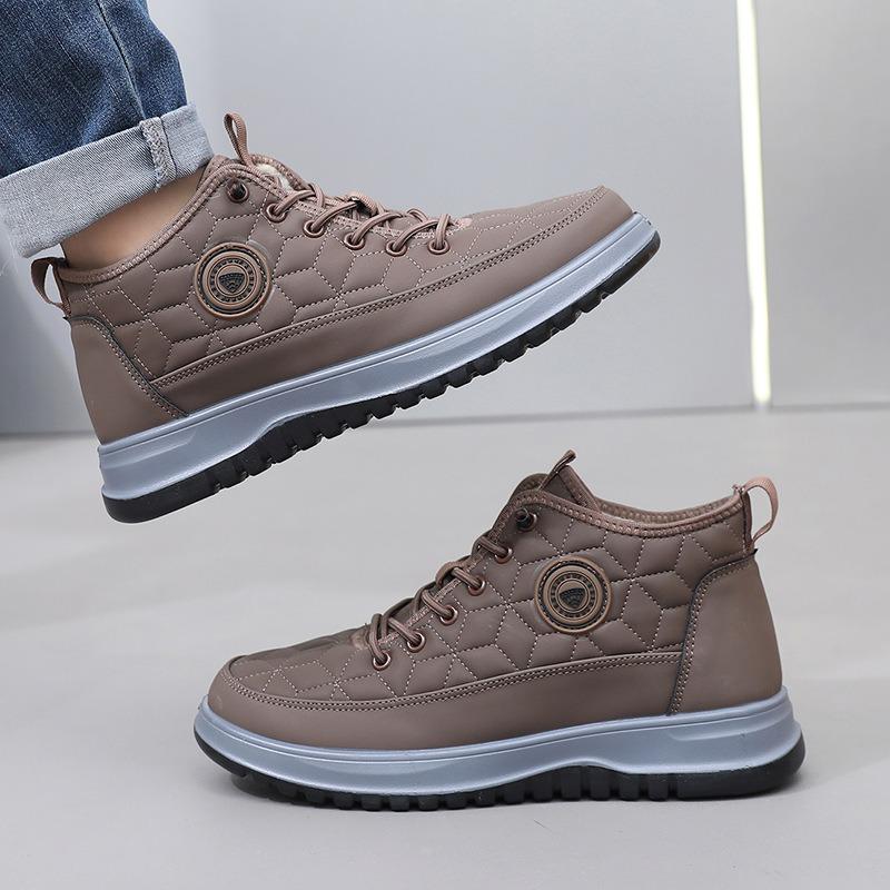 New Snow Boots with Fleece and Thickened Warmth, High-top Lace-up Men's Shoes, Casual and Sporty Devotion