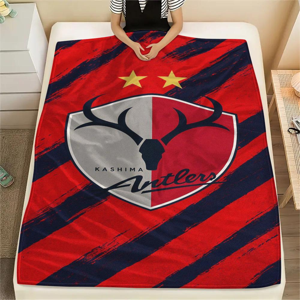 1Pc Kashima Antlers Print Flannel Blanket High Quality Warm Comfortable Cover for All Seasons Perfect for Gifts Home Decor
