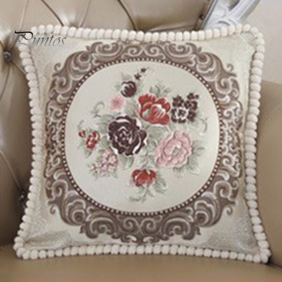 For Living Room Pillowslip Embroidery Pattern Car Interior Ornaments Silk Satin Sofa Couch Cushion Cover