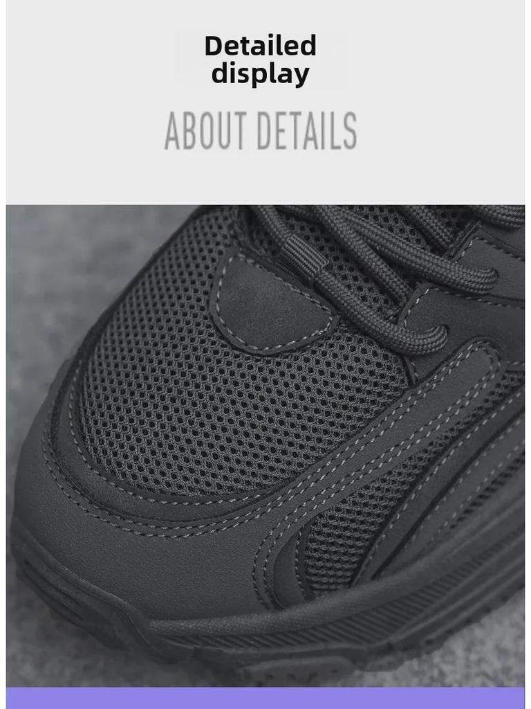 Men's Black Safety Shoes - Summer 2024: Durable, Trendy, Thick-Soled Construction and Sports Wear