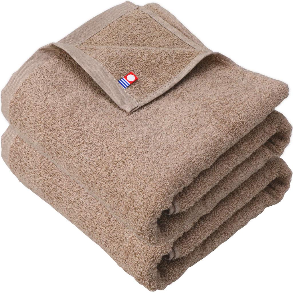 imaa Imabari Certified Bath Made in Light Towels, Fluffy, Thin, Absorbent, Quick-Drying, Japan, 100% Cotton, Vacuum-Compressed, Brown, 2-Pack