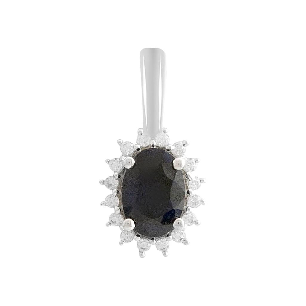 Серебряная подвеска с сапфиром 1.151ct, фианитами (2181026)