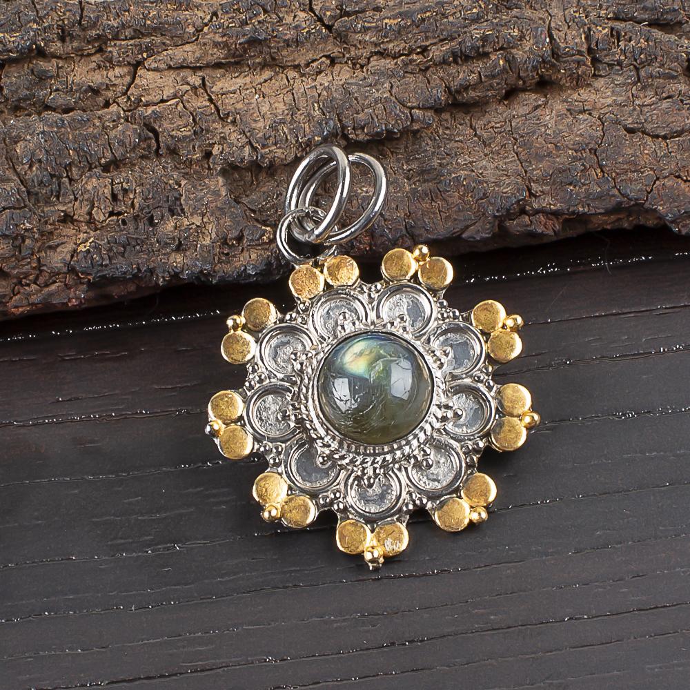 

Украшения из лабрадорита, 925 проба, стерлинговое серебро, ослепительный серебряный кулон ручной работы, для свадебного подарка 1.26 Inches синий