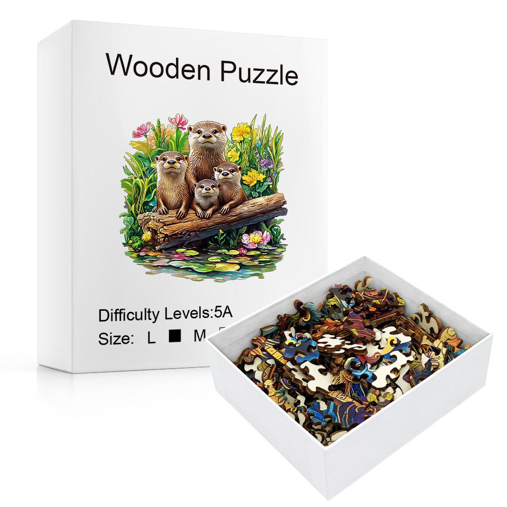 Elephant With Flowers Wooden Puzzle Irregular Small Animal Pieces Flat Wooden Puzzle