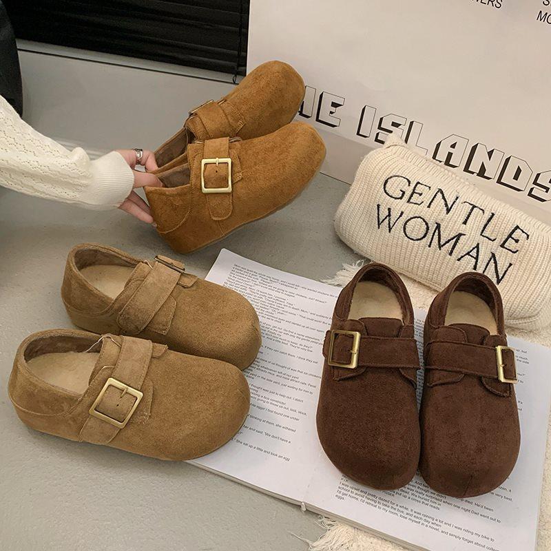 New Korean Version Autumn and Winter Shoes Deep Mouth 2025 Retro Soft-soled Single Shoes Mori Boken Classic Versatile Two-wear Doudou Shoes