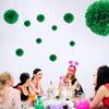 1pcs Set 7.8inch Deep Green Paper Paper Flowers Decorations For Birthday Party Hanging Flowers Pom Pom Paper