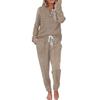 Set Pijamale Dama Tricot Coaste 2 Piese Mânecă Lungă Toamnă Casual Hanorac și Joggeri Set Lounge